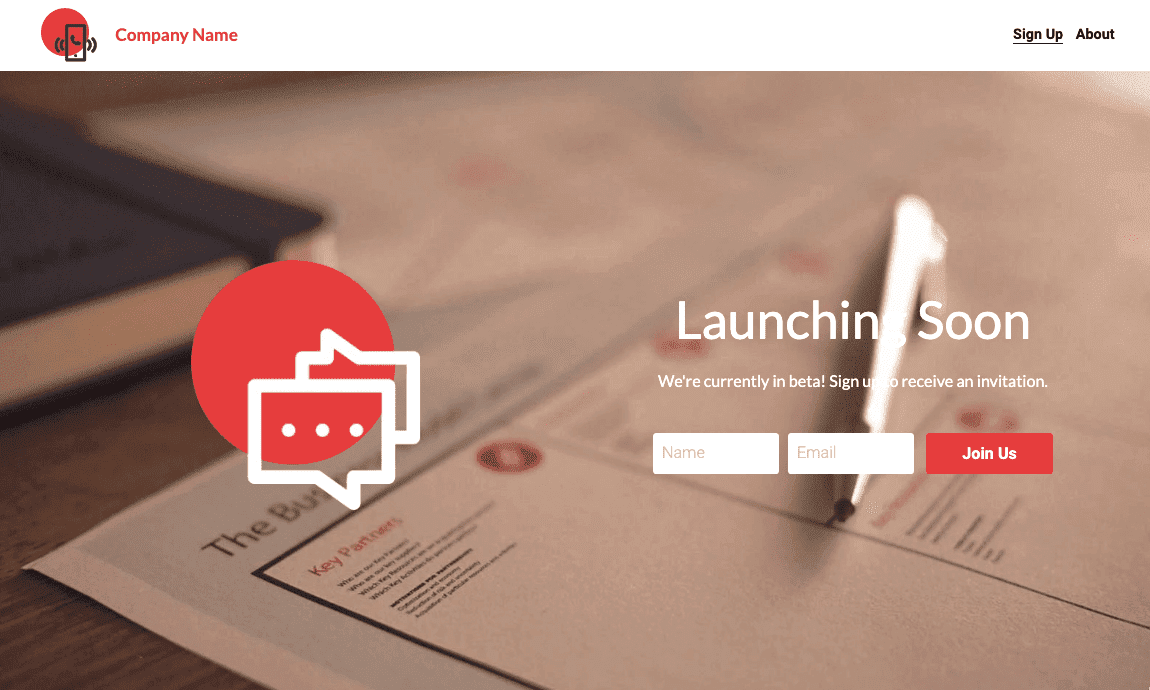 Šablona webových stránek Simple Splash ve výstavbě