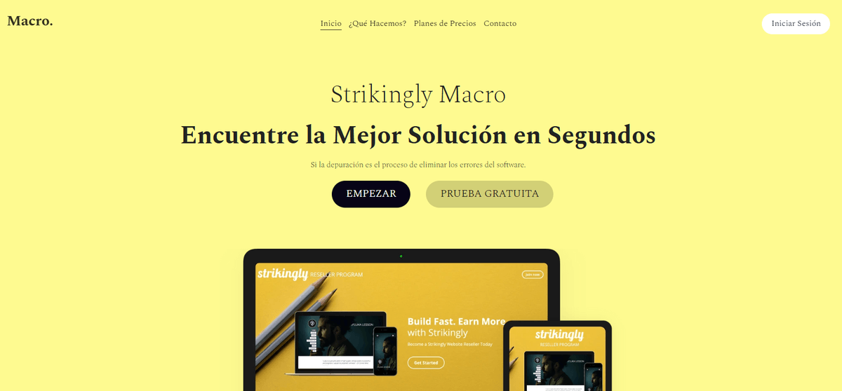 Plantilla de macro de Strikingly