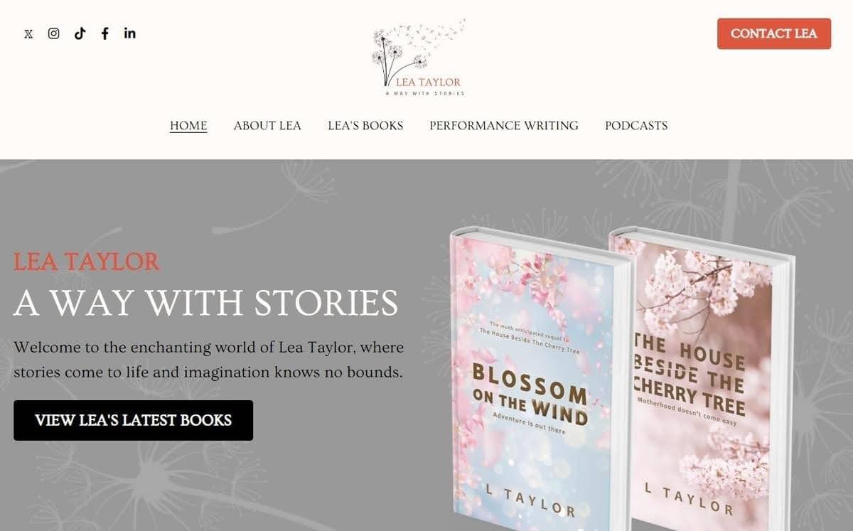 Extensión de dominio del sitio web del autor Lea Taylor