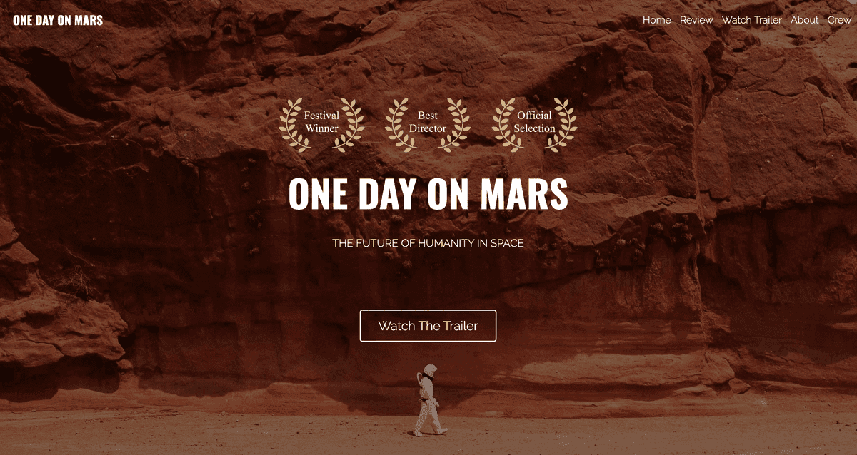 Šablona filmového traileru od Strikingly