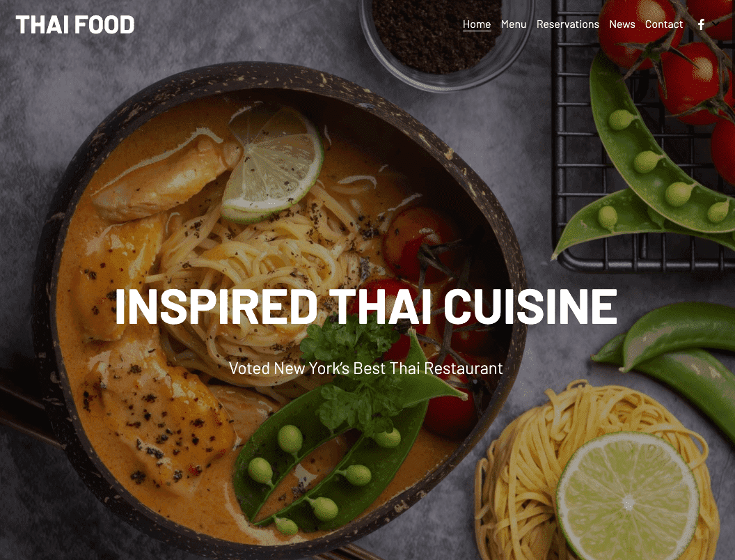 Template Masakan Thailand dari Strikingly