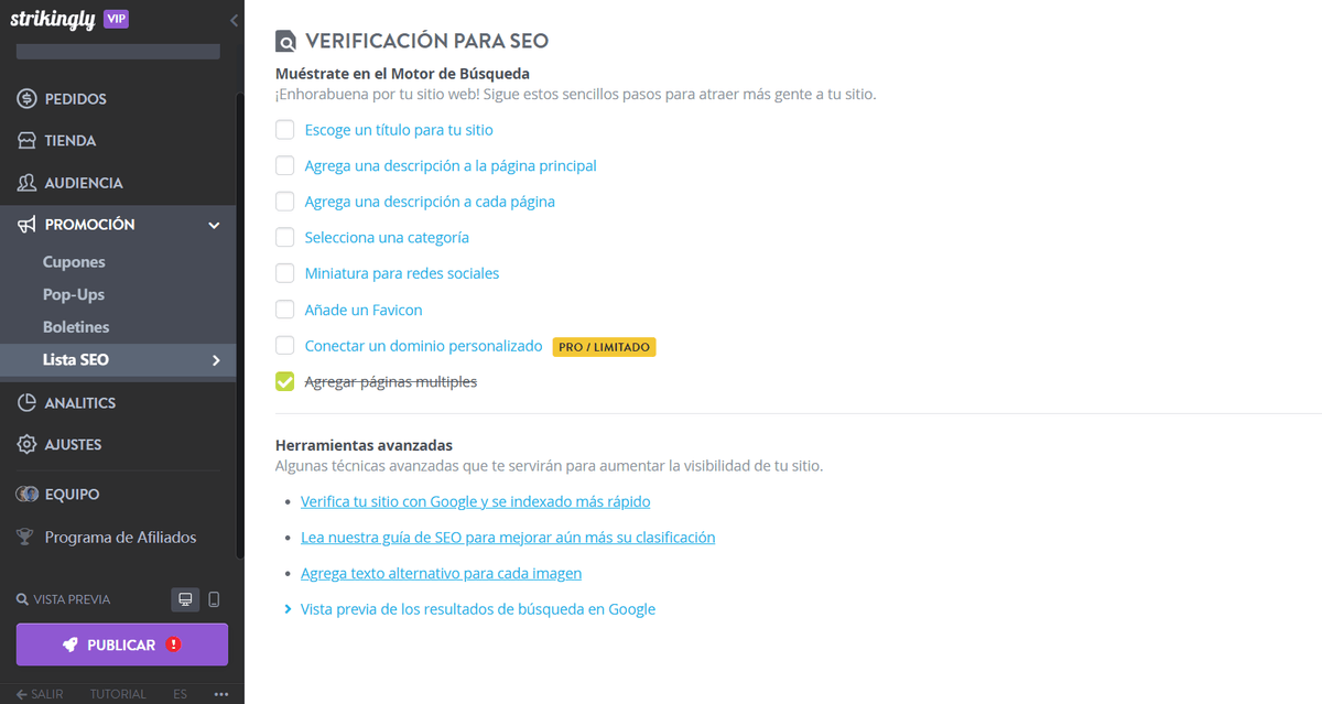 Lista de verificación SEO sorprendente