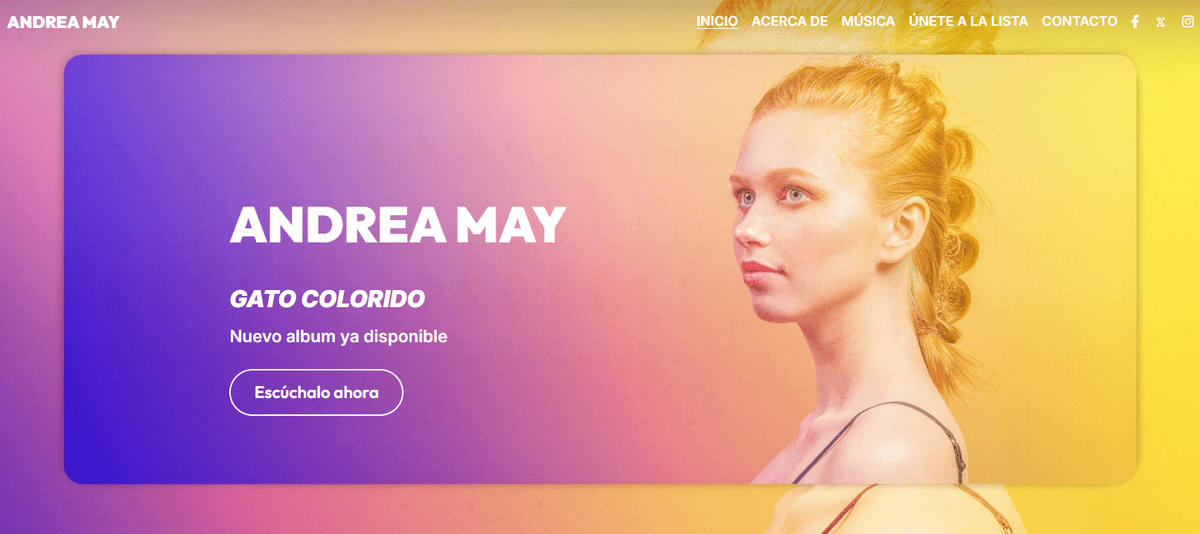 Plantilla de Andrea May de Strikingly