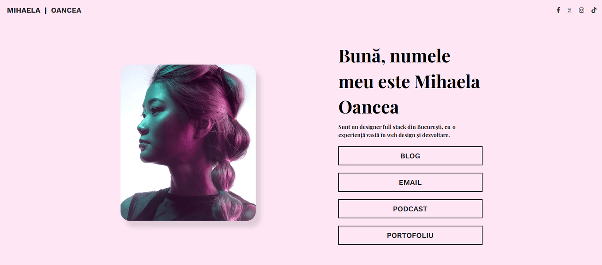 Șablon de link bio de la Strikingly