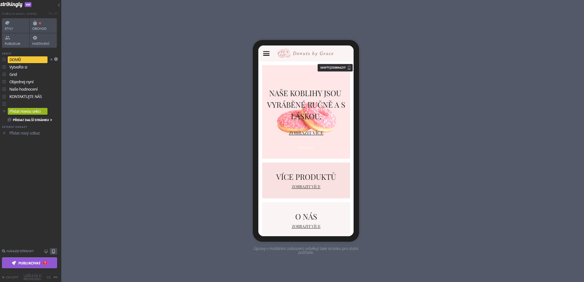 Responzivní webové stránky na Strikingly - optimalizace pro mobilní zařízení