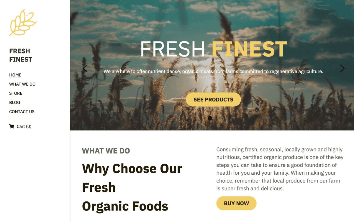 Plantilla Fresh Finest de Strikingly