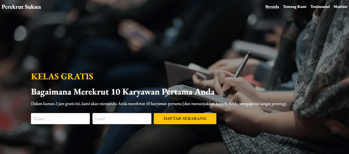 Templat Sukses Perekrut dari Strikingly