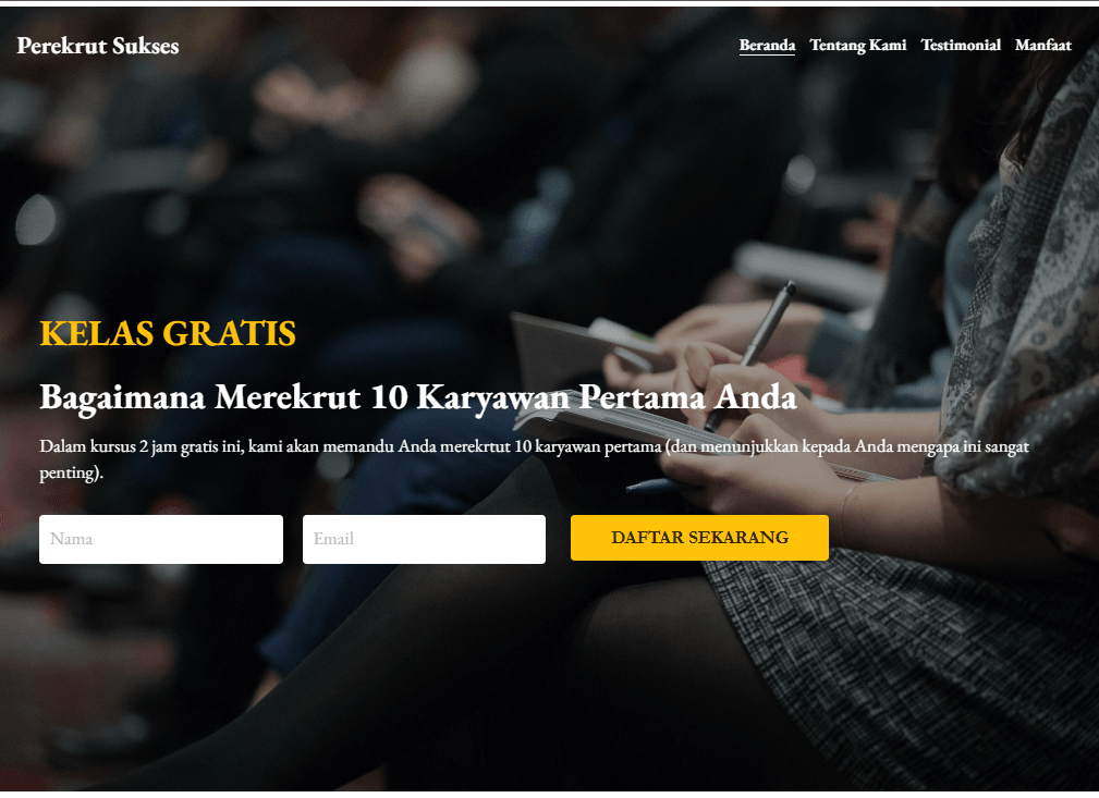 Template Situs Web Sukses Perekrut dengan Strikingly