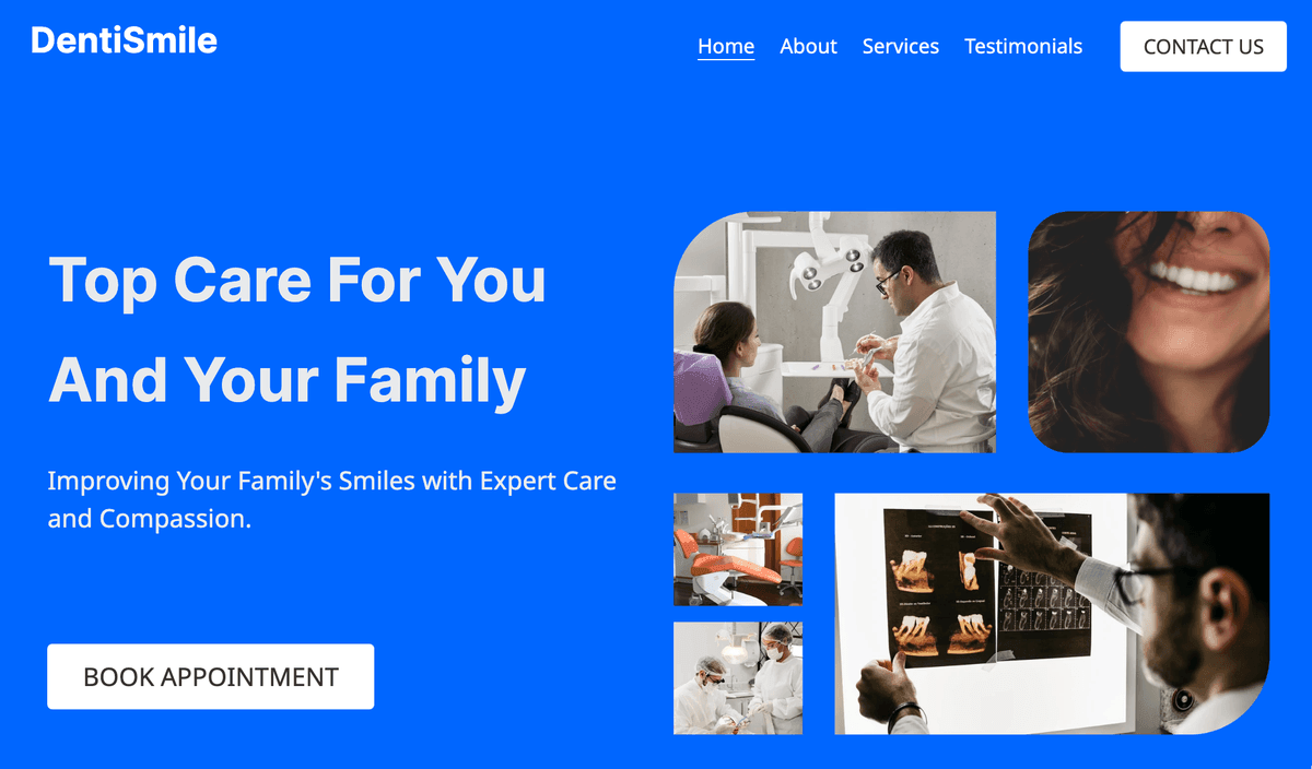 Templat DentiSmile dari Strikingly
