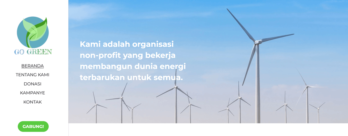 Template Website Satu Halaman GoGreen dari Strikenly