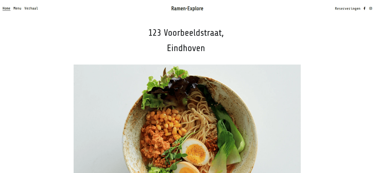Ramen Explore Template van Strikingly