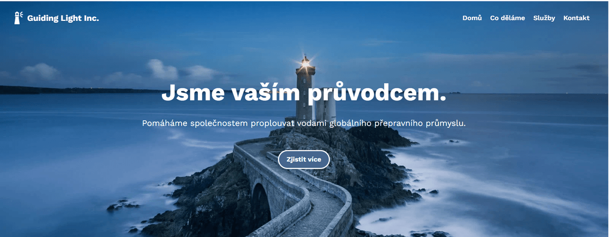 Šablona webových stránek pro firmy od Strikingly