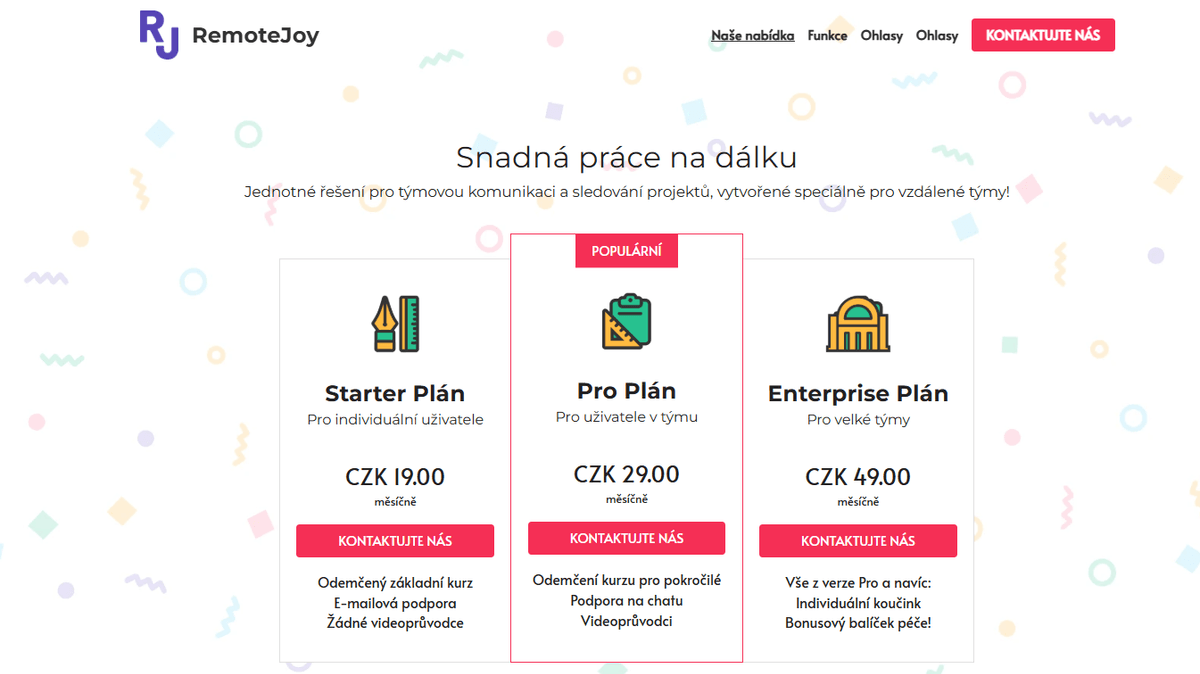 Šablona pro vzdálenou radost od Strikingly