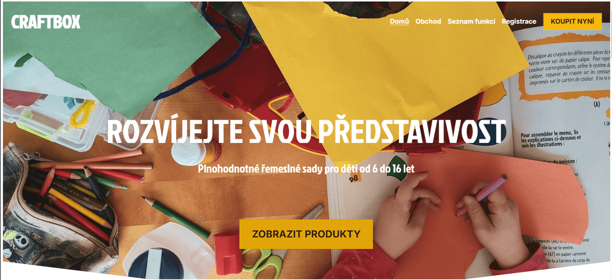 Šablona řemeslné krabice od Strikingly