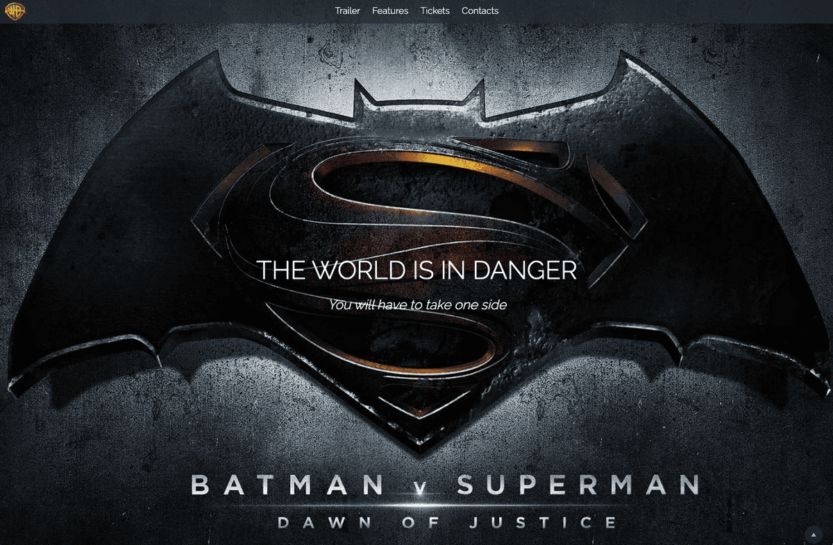 Batman vs. Superman: Alojamiento web de Strikingly