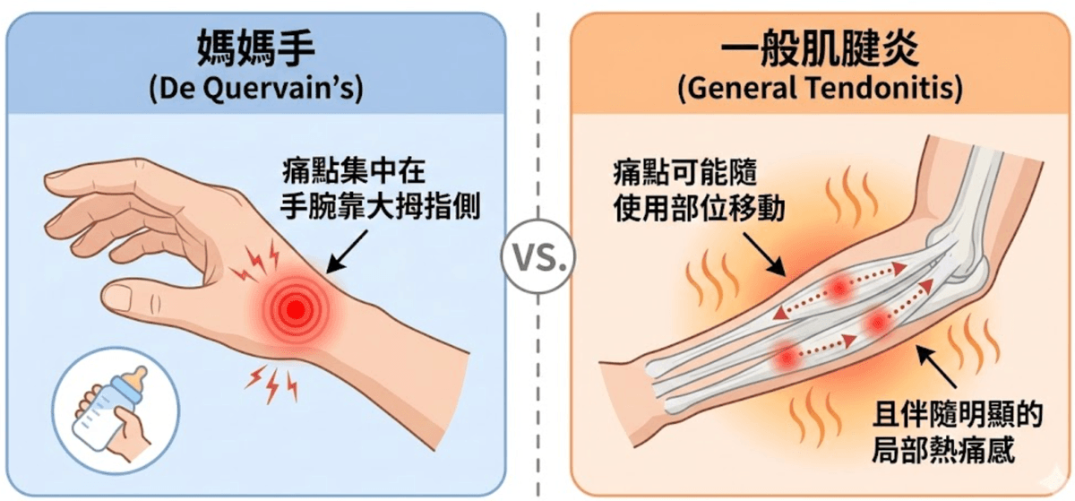 媽媽手和肌腱炎差異圖解