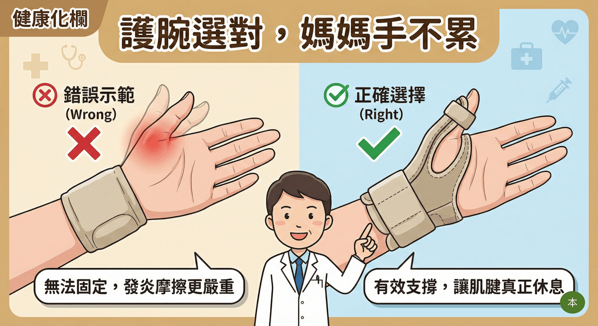 正確護腕與錯誤的差異比較圖解