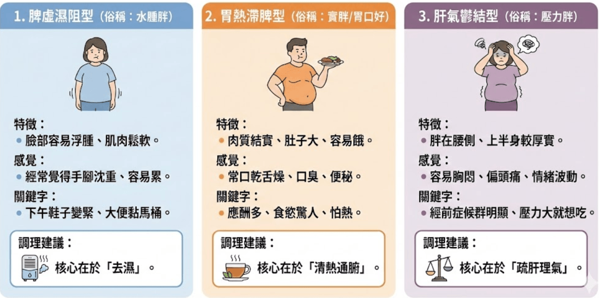 中醫觀點的三種肥胖體質