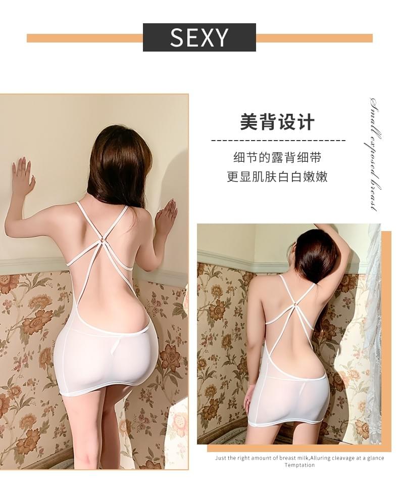 紧身包臀露背吊带秘书制服三件套