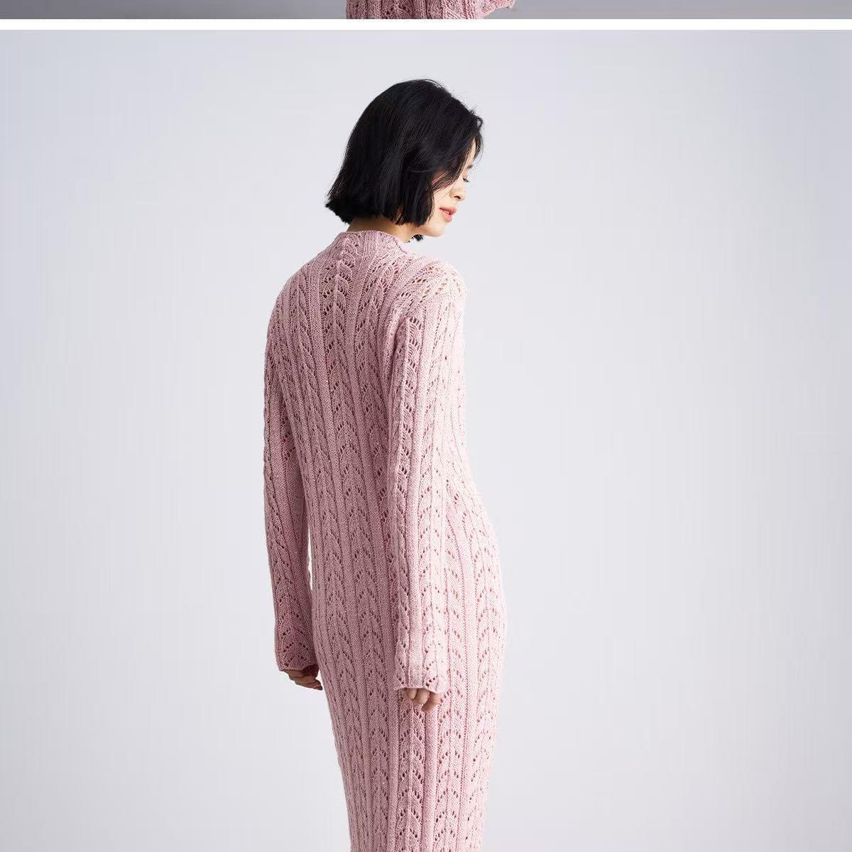 Original Handmade Knitted Hollow-Out Floral Fishtail Long Dress for Women - Slimming Elegant Light L