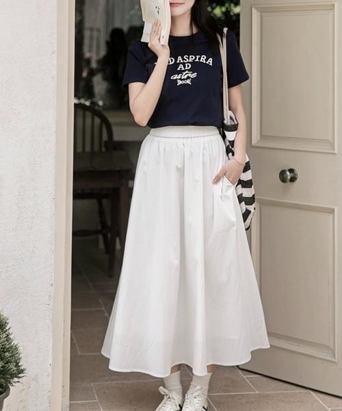 【2色展開】ナイロンストレッチウエストAラインスカート