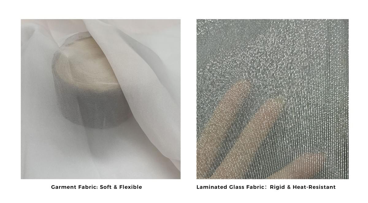 Comparison between fashion textile fabric and high-temperature resistant fabric used for laminated glass applications