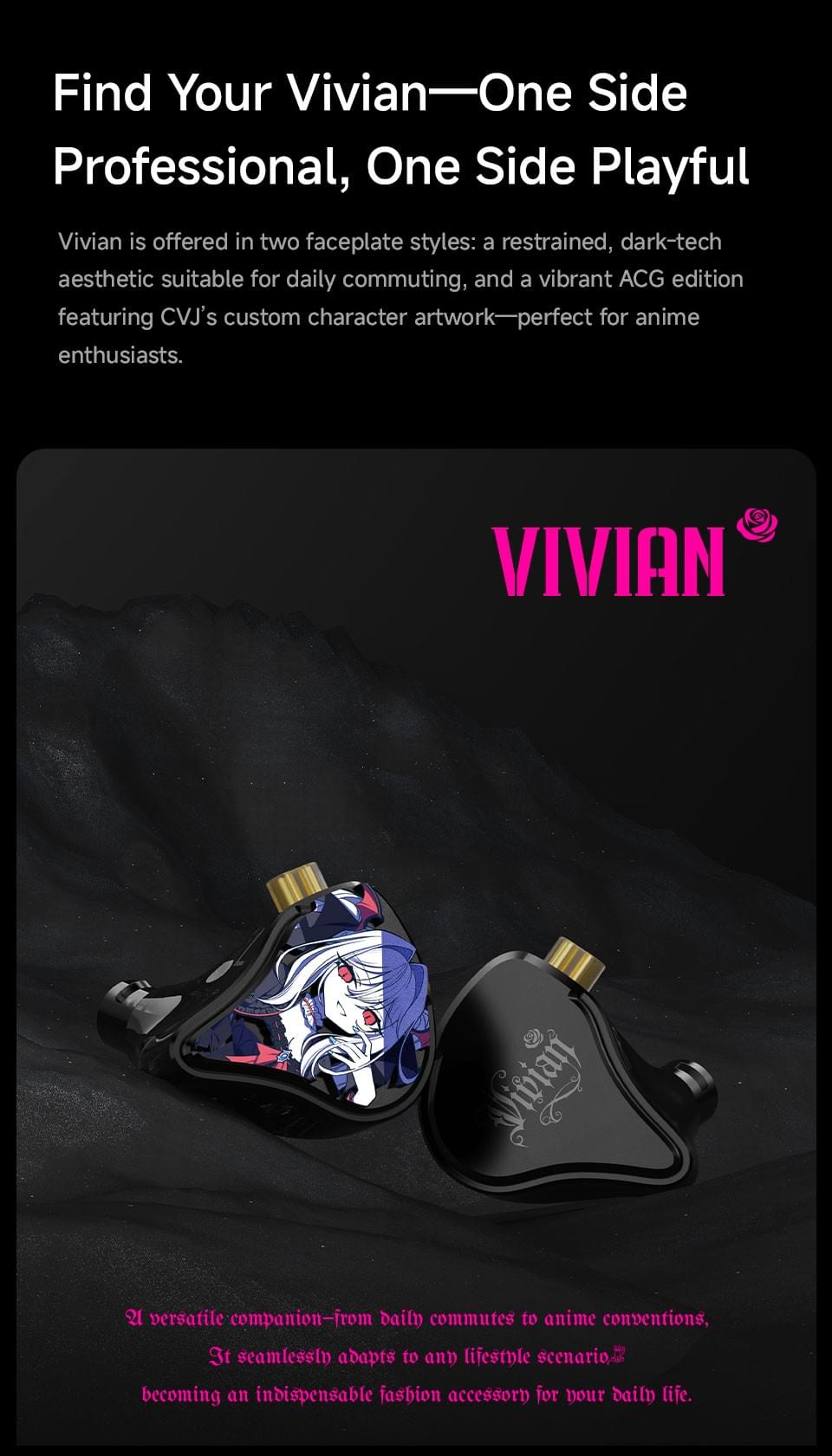 CVJ Vivian In Ear Earphones10mm Dynamic Driver suitable for Music and Gaming 0.78mm Detachable Cable