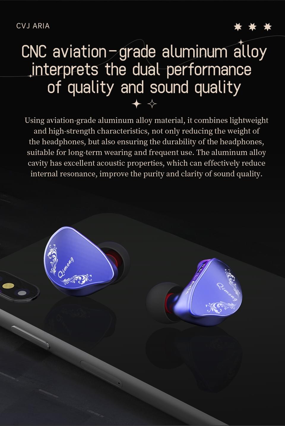 CVJ ARIA 10mm High Performance Nano-Crystal Coated DD IEMs Hifi Earphones with Detachable Cable