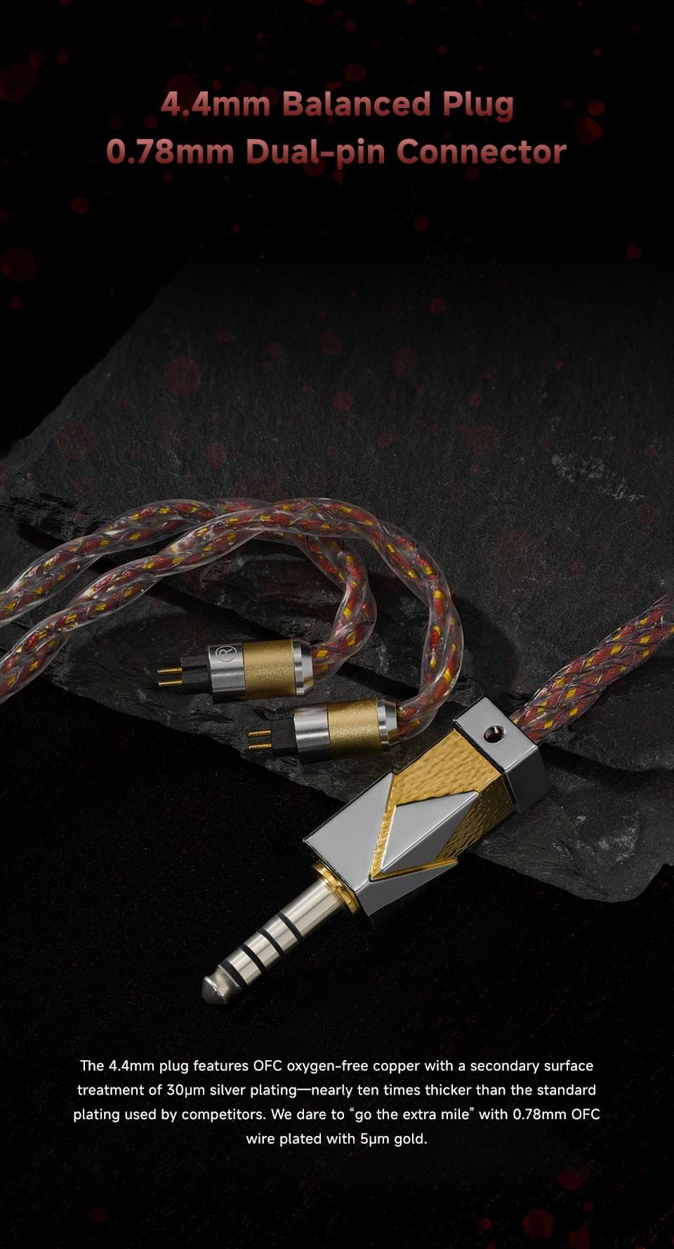 CVJ MOON Pluto Earphones Cable OFC Silver Plating and Gold Plating 4.4mm 0.78mm 2Pin Upgrade Cable