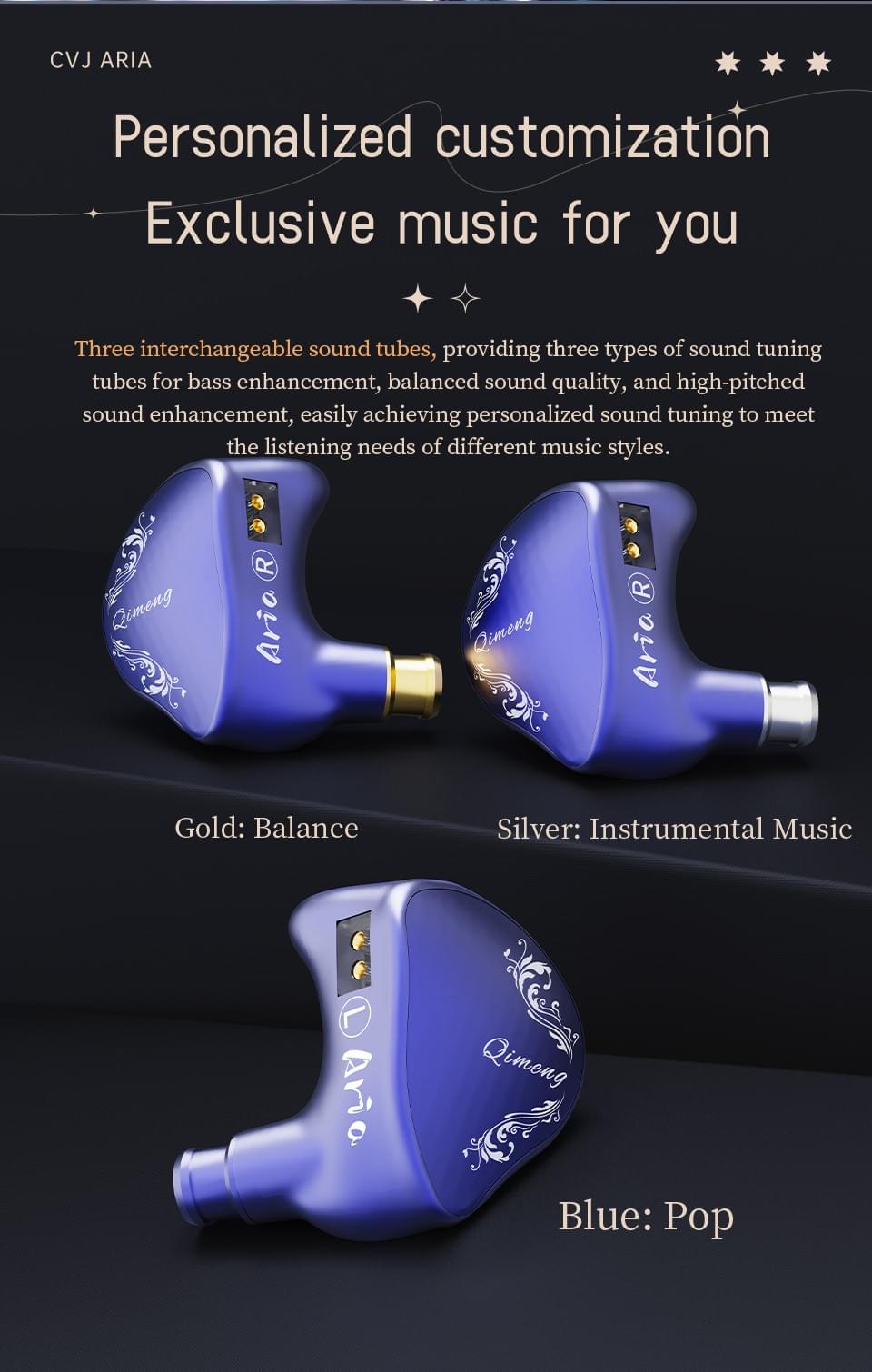 CVJ ARIA 10mm High Performance Nano-Crystal Coated DD IEMs Hifi Earphones with Detachable Cable