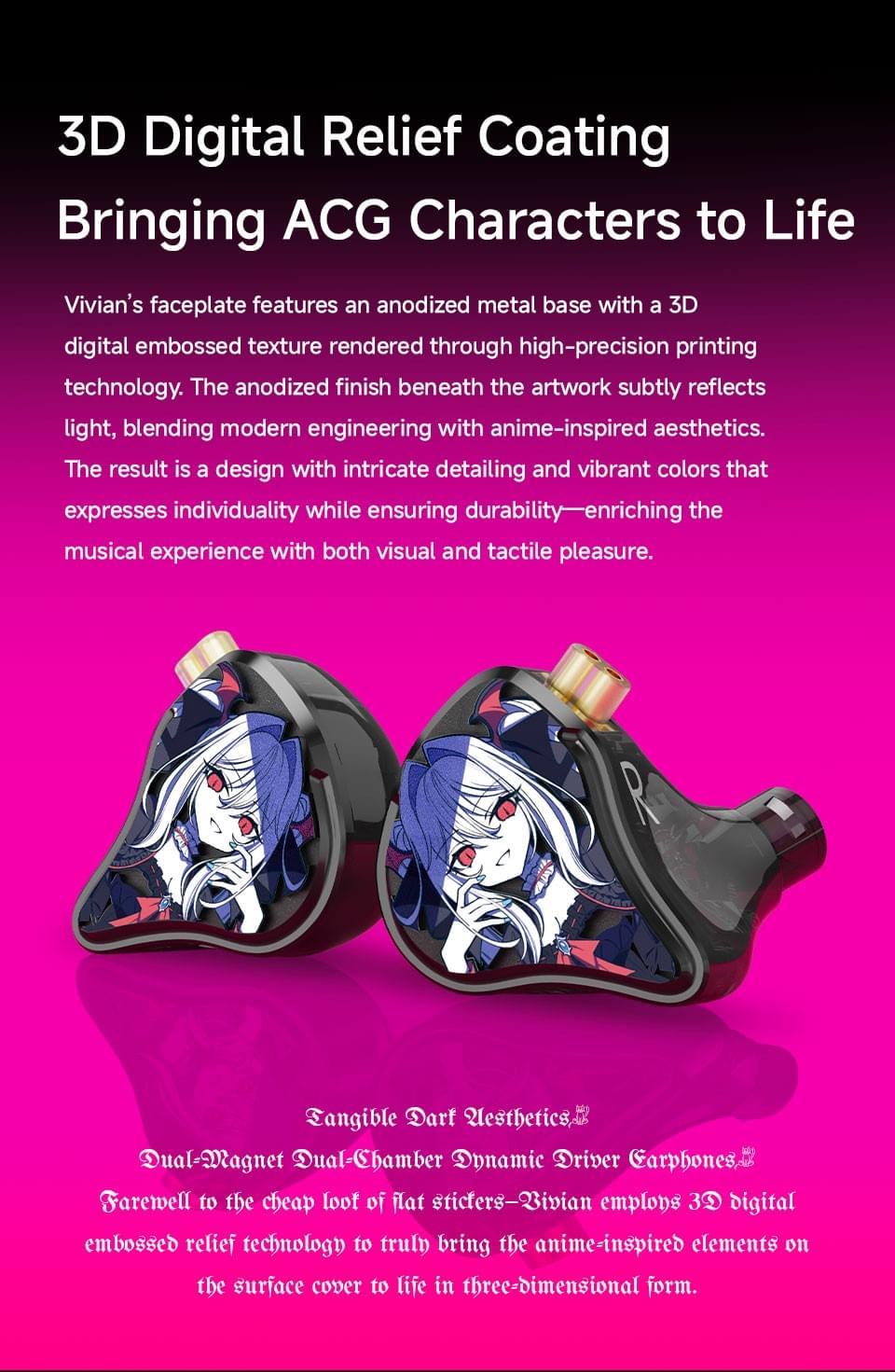 CVJ Vivian In Ear Earphones10mm Dynamic Driver suitable for Music and Gaming 0.78mm Detachable Cable