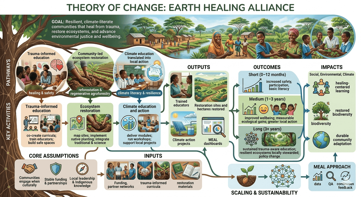 Empowering Communities Through Healing Initiatives The Earth Healing Alliance will be a non-governmental organization operating in Tanzania. The organization focus to unite diverse communities, to inspire, educate, and tell the story of the traumatic experiences caused by gender based violence, ecosystem collapse, conflicts, and community challenges to accelerate the healing of human wellbeing and earth. 
Registration
The Organization shall be registered as a Non Governmental Organization under the Non Governmental Organizations Act, No. 24 of 2002 as amended from time to time.
 Head Office
The head office will be based at Mahakama Street, nearby Mahuseni garage, Murubona ward, Kasulu Town Council, Kigoma Region
P.O.BOX 232 Kasulu.

 Area of Operation
The Organization shall operate in Tanzania Mainland/ Kigoma region/ Kasulu Town council 

Vision Statement
A world where nature thrives, communities experienced trauma healed, and humanity lives in harmony with the Earth and resto