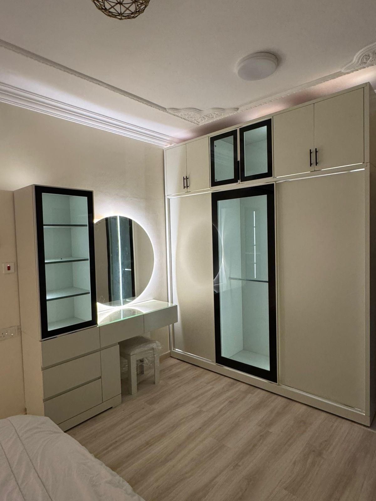 We are here to help you design and tailor the furniture that suits your taste and needs, with a commitment to quality and deadlines. Choosing the perfect furniture for your home We offer custom home furniture services of all kinds, including custom wardrobes of various types (clothes wardrobes, kitchen wardrobes, storage wardrobes, entrance wardrobes), in addition to custom sofas in all shapes (corner sofas, L-shaped sofas, majlis sofas), and installation and customization of curtains (roll, blackout, fabric), as well as custom bedrooms, tables, and storage units. We serve Dammam, Khobar, Dhahran, and nearby areas, with a commitment to quality and deadlines.