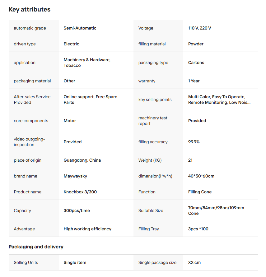 Knockbox 3/300 Cone Filler Machine 1 Gram King Size Cone Filling Device