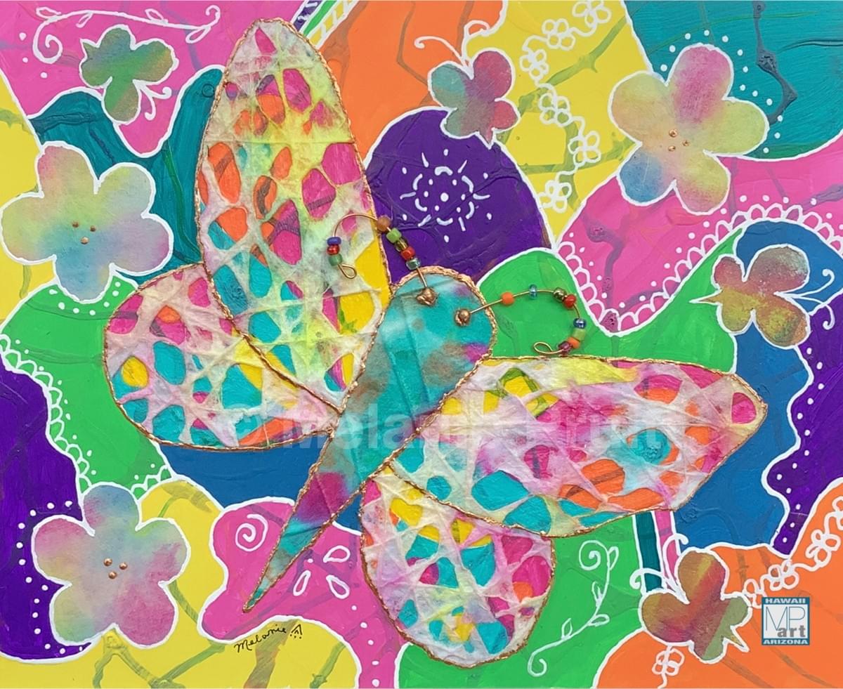 playful acrylic painting of a Hawaiian gecko
