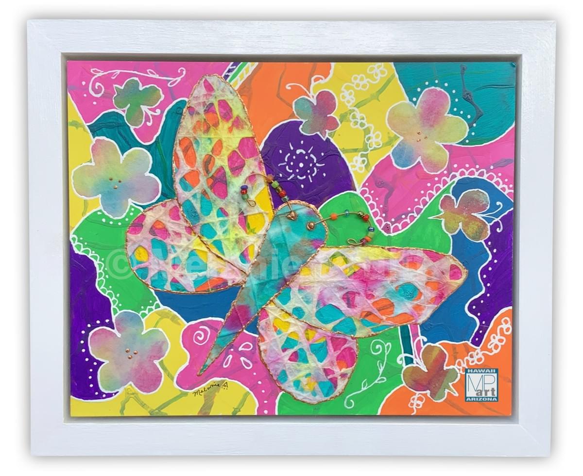 heliconia mixed media painting