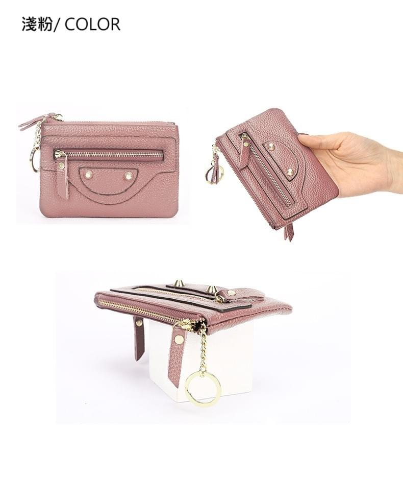 真皮個性拉鍊款零錢鑰匙包