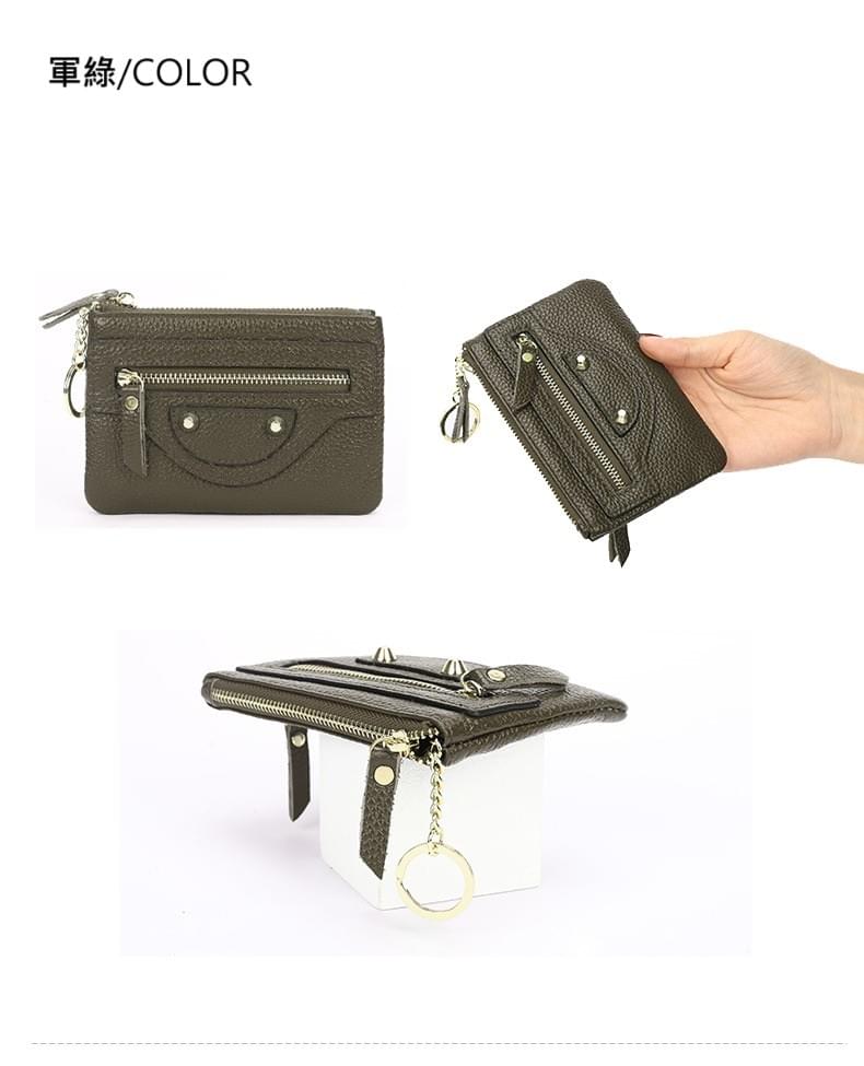真皮個性拉鍊款零錢鑰匙包