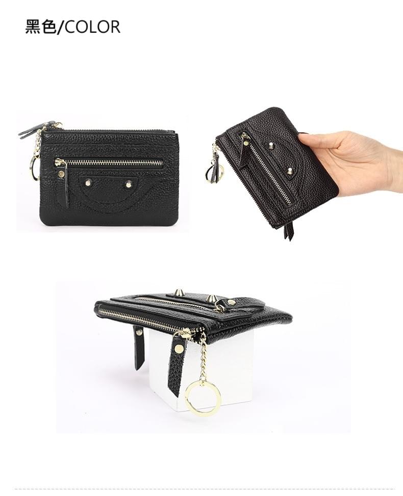 真皮個性拉鍊款零錢鑰匙包