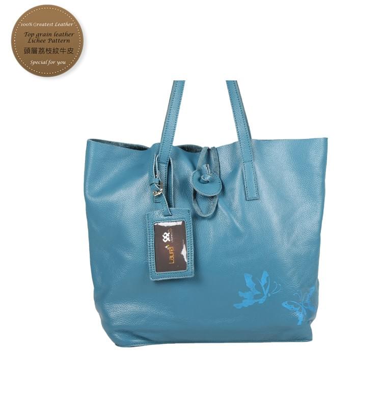 輕舞翩翩頭層牛皮蝴蝶托特大包---超值出清