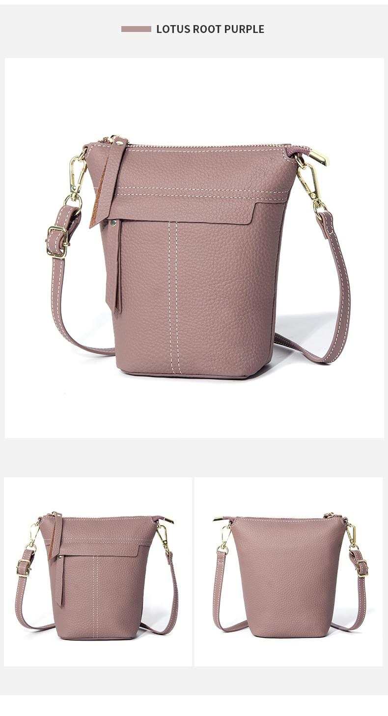 高質感牛皮水桶小包