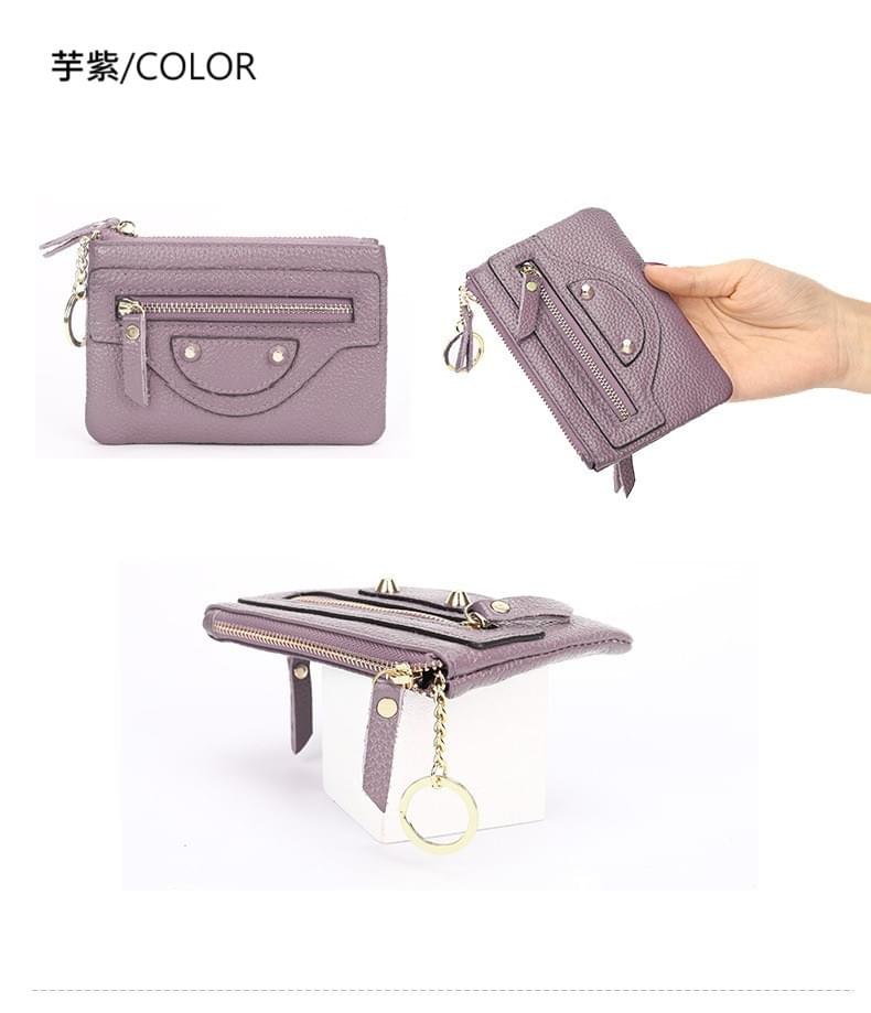 真皮個性拉鍊款零錢鑰匙包
