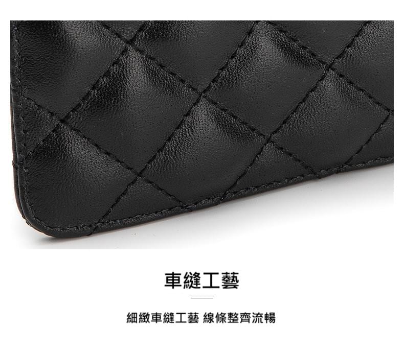 都會小香風~羊皮菱格零錢鑰匙包