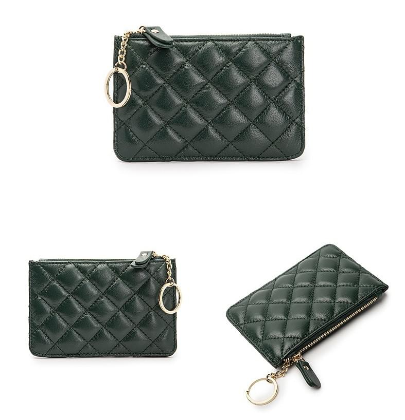 都會小香風~羊皮菱格零錢鑰匙包