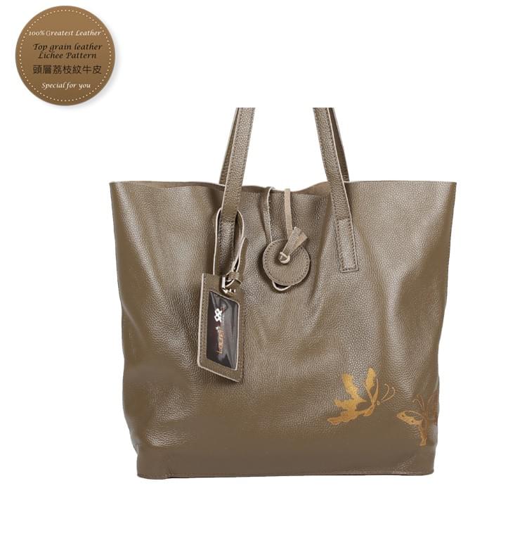 輕舞翩翩頭層牛皮蝴蝶托特大包---超值出清