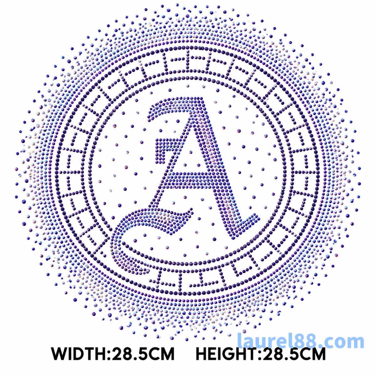 大A字母圓形圖騰AB幻彩水鑽燙貼｜DIY衣服燙鑽／T恤帽T包包裝飾｜YS-007#