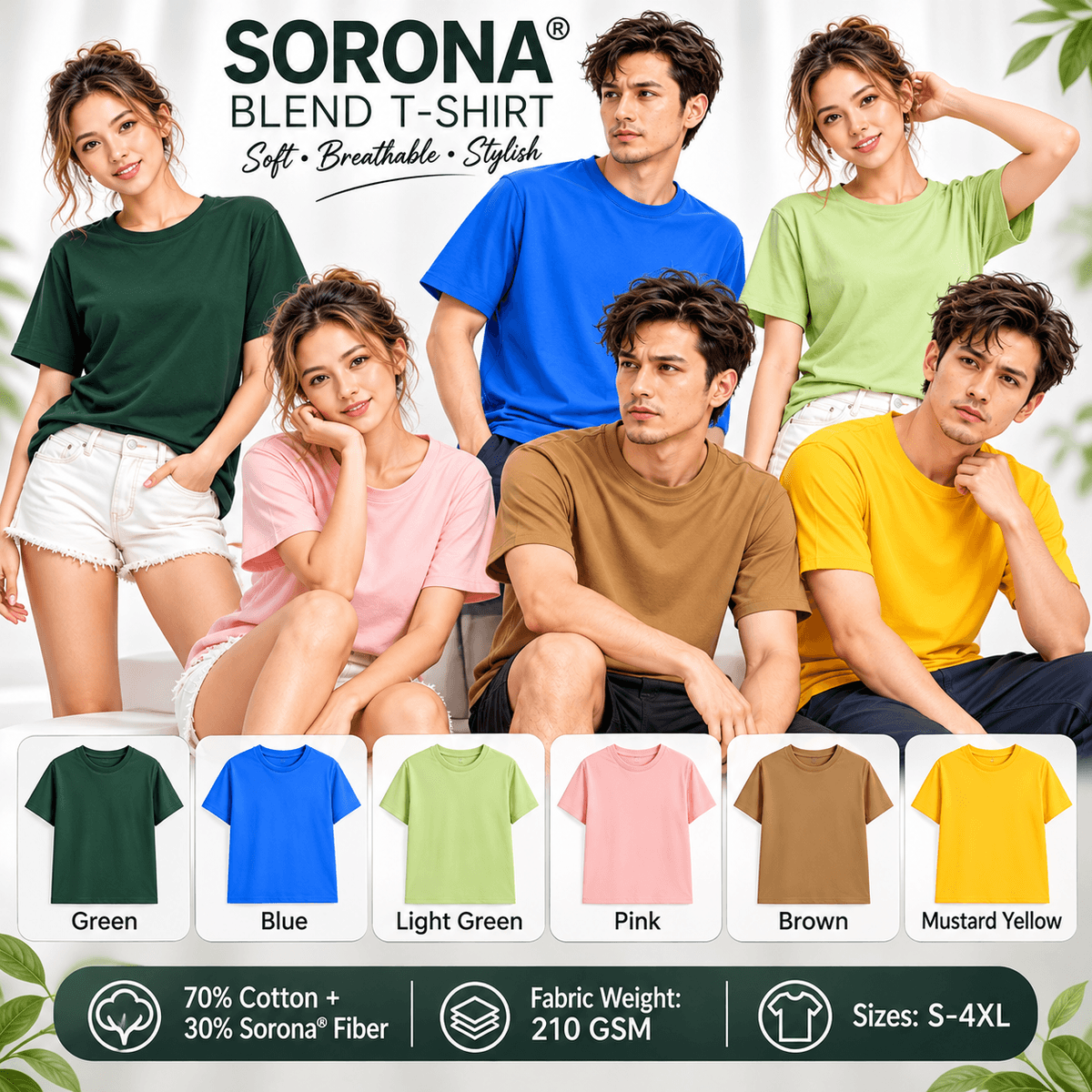 SORONA® 精梳棉涼感男女短袖 T 恤/布重210克    360#      