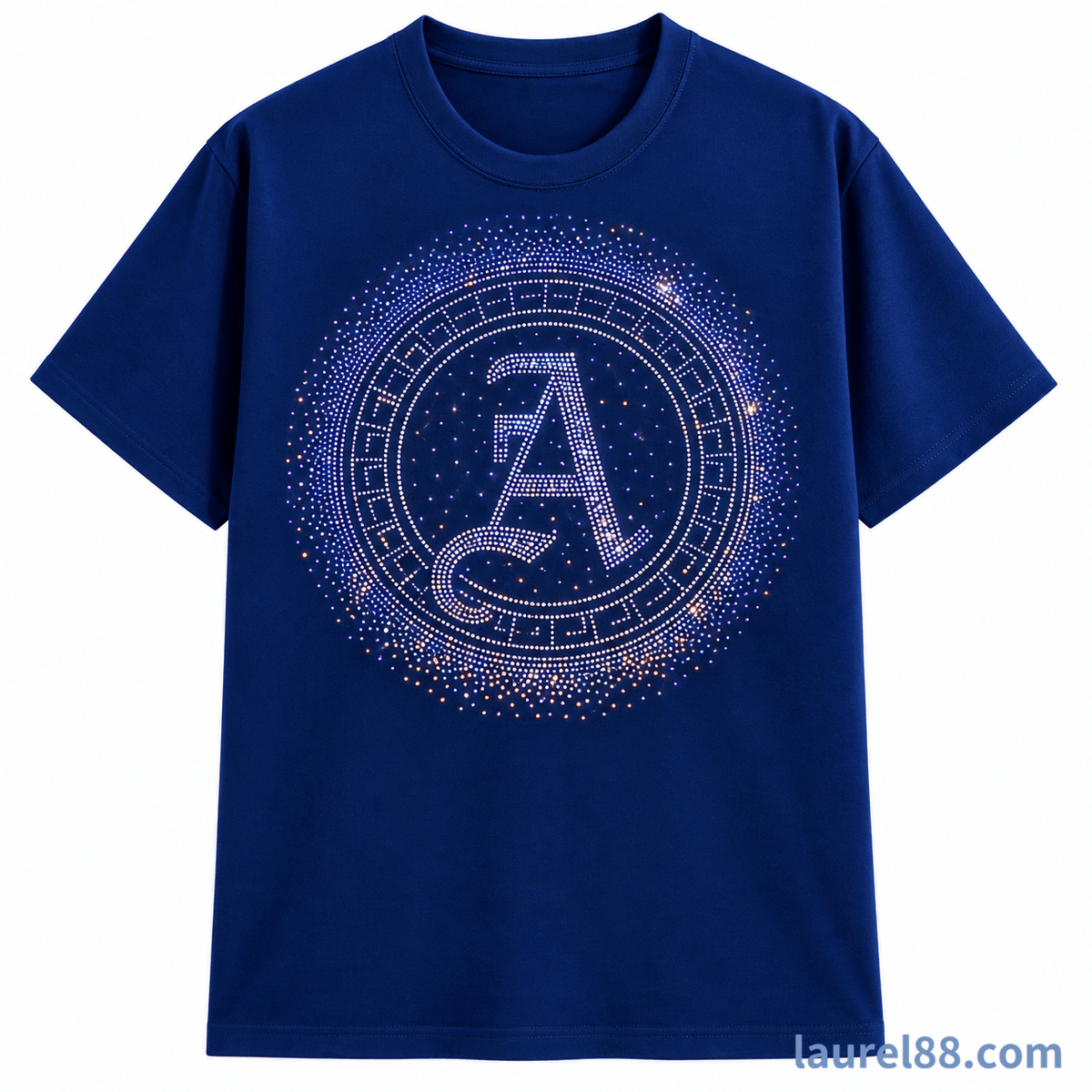 大A字母圓形圖騰AB幻彩水鑽燙貼｜DIY衣服燙鑽／T恤帽T包包裝飾｜YS-007#