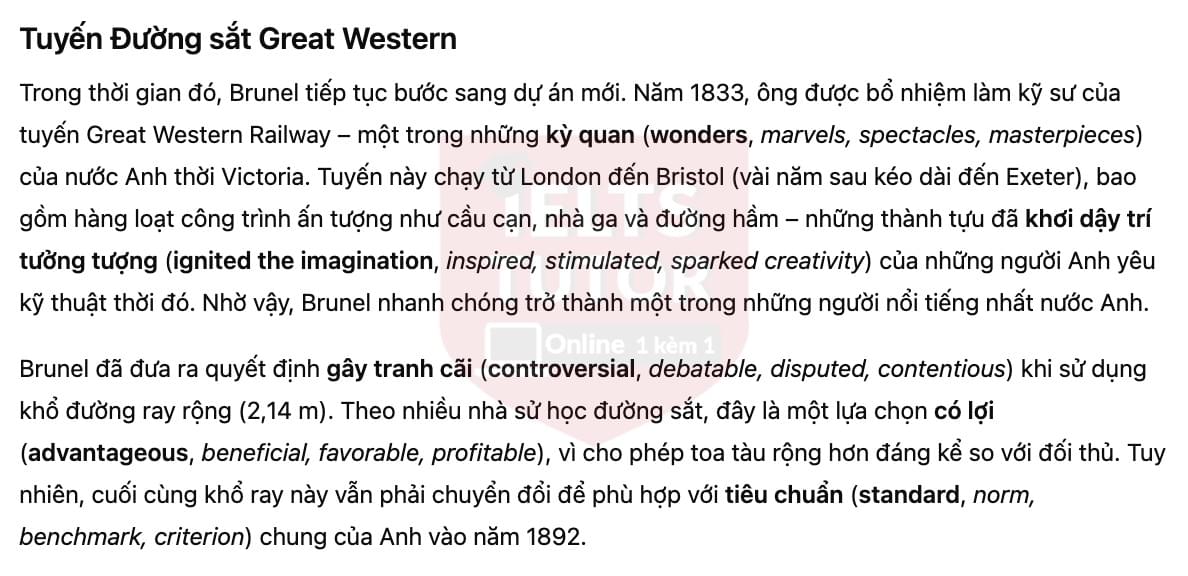 🔥Isambard Kingdom Brunel Answers with location - Đề luyện tập IELTS READING- Làm bài online format computer-based, kèm đáp án, dịch & giải thích từ vựng - cấu trúc ngữ pháp khó