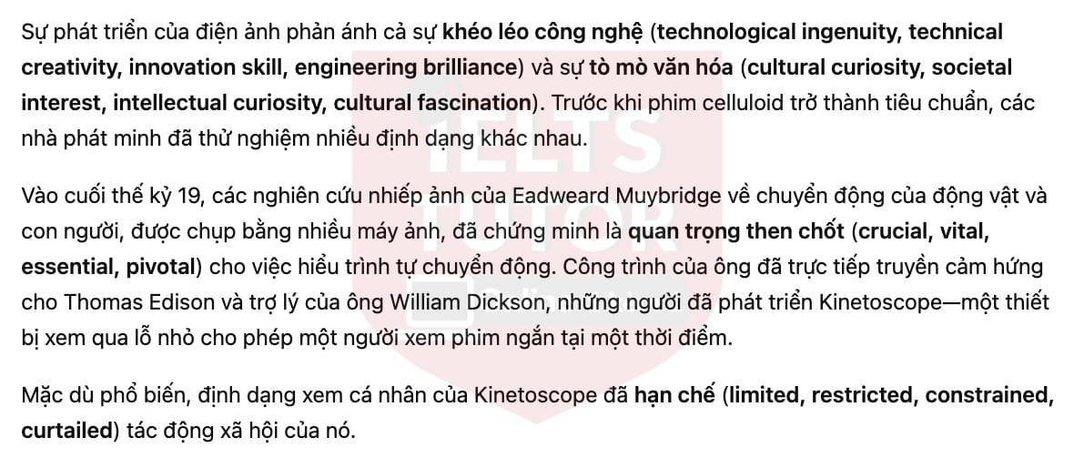 🔥The origins of cinema Answers with location - Đề luyện tập IELTS READING- Làm bài online format computer-based, kèm đáp án, dịch & giải thích từ vựng - cấu trúc ngữ pháp khó
